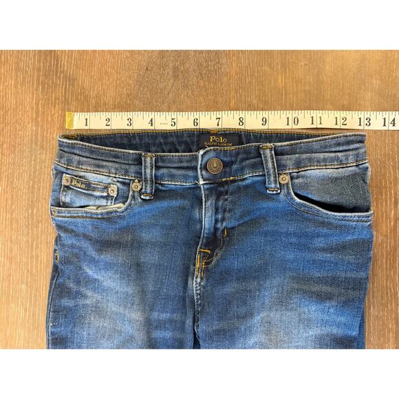 POLO RALPH LAUREN Denim Jeans Youth Girls size 14 Embroidered Floral Cropped - Picture 8 of 8